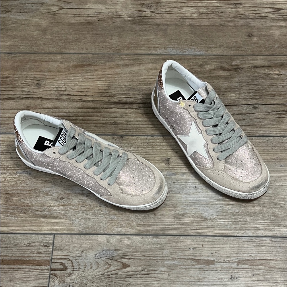 Golden Goose Women's Glitter Sneakers - Pink and White